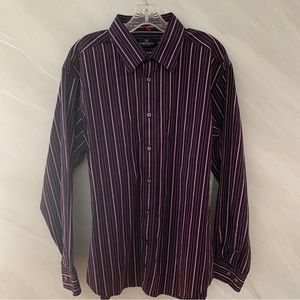 Bugatchi Uomo XL Purple, Navy Lavender Dress Shirt